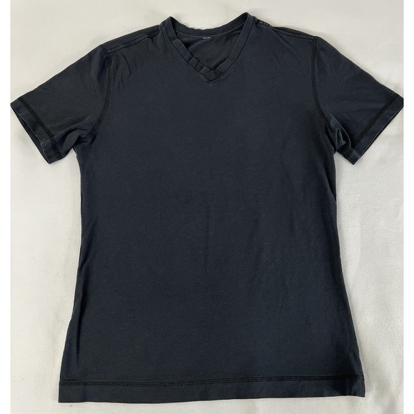 Lululemon Mens Black  Short Sleeve V-Neck T-Shirt Size Medium Active wear - Picture 1 of 5